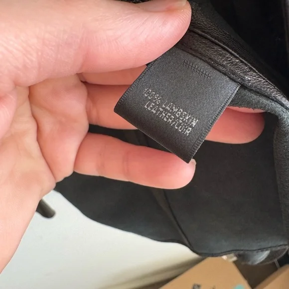 Lafayette 148 black/brown leather tie front jacket top size 10